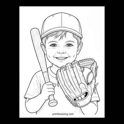 Little Leaguer's Big Dreams - free printable coloring page