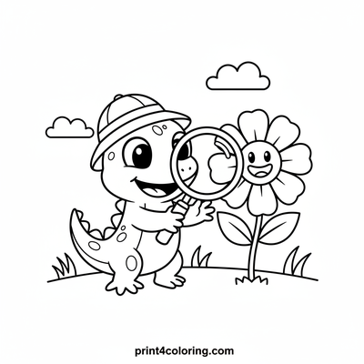 Little Lizard's Giant Flower Discovery - free printable coloring page