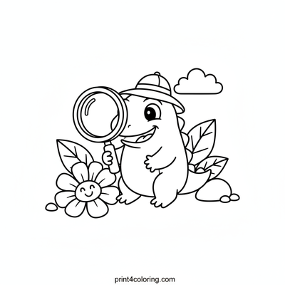 Little Lizard Explorer's Big Find - free printable coloring page