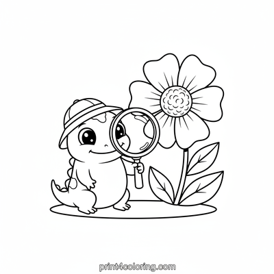 Little Lizard Explorer's Blooming Discovery - free printable coloring page