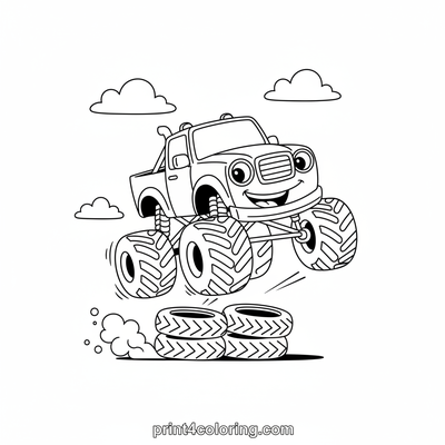 Little Monster Truck's Joyful Jump - free printable coloring page