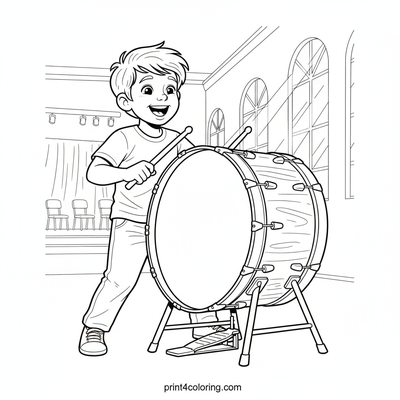 Little Musician's Big Beat - free printable coloring page