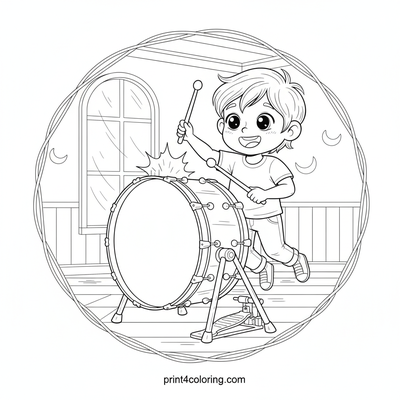 Little Musician's Big Beat - free printable coloring page