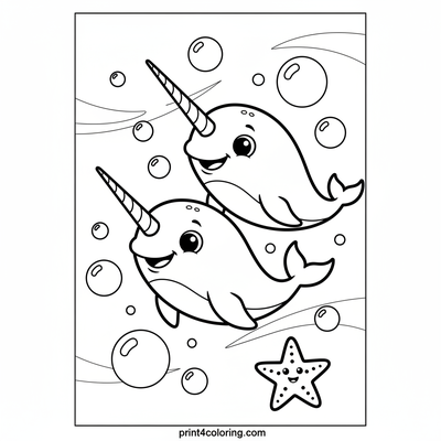 Baby Narwhal's First Swim Adventure