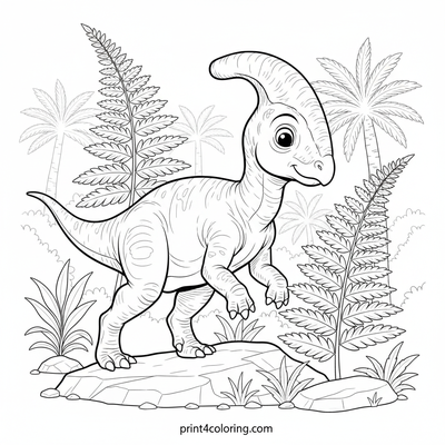 Little Parasaurolophus Forest Explorer - free printable coloring page