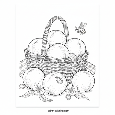 Sweet Peach Picnic Portrait - free printable coloring page