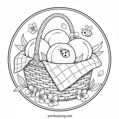 Sweet Peach Picnic Basket - free printable coloring page