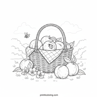 Little Peach's Summer Picnic - free printable coloring page