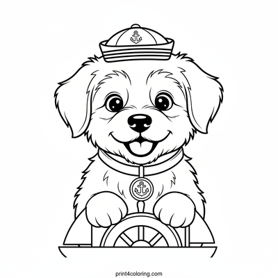 Captain Fluff's First Sail - free printable coloring page