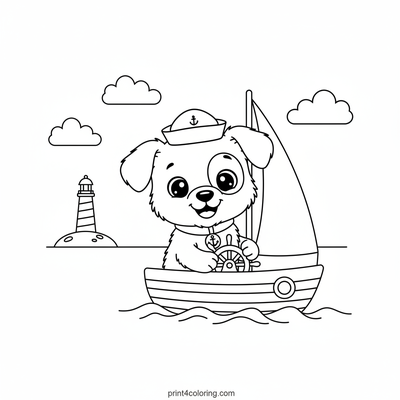 Little Sailor Pup's Big Adventure - free printable coloring page
