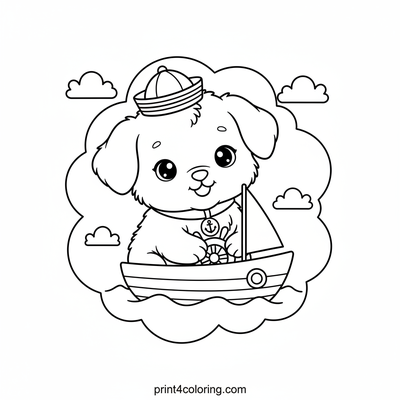 Little Sailor Puppy's Big Adventure - free printable coloring page