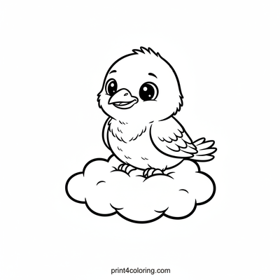 Curious Cloud Raven - free printable coloring page