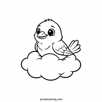 Curious Cloud Raven - free printable coloring page