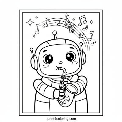 Melody Bot's Saxophone Serenade - free printable coloring page