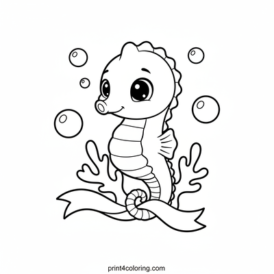 Sweet Seahorse's Coral Cuddle - free printable coloring page