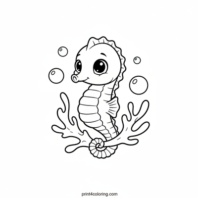 Little Seahorse's Cozy Coral Hideaway - free printable coloring page