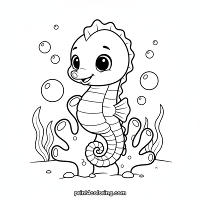 Little Seahorse's Cozy Coral Home - free printable coloring page