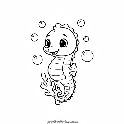 Little Seahorse's Cozy Coral Home - free printable coloring page