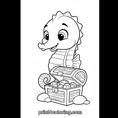 Baby Seahorse's Shiny Surprise - free printable coloring page