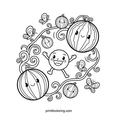 Little Seed's Watermelon Adventure - free printable coloring page