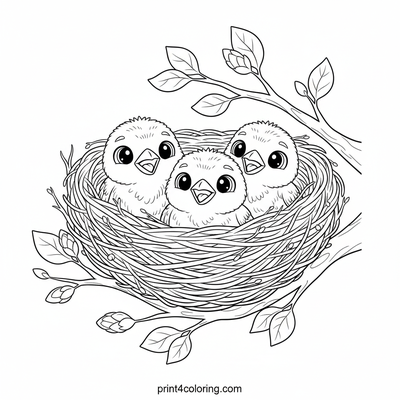 Cozy Sparrow Nestlings - free printable coloring page