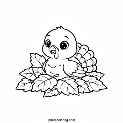 Baby Turkey's Autumn Leaf Peek-a-Boo - free printable coloring page