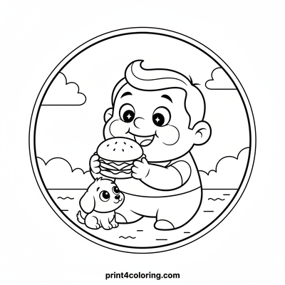 Little Wimpy's First Delicious Burger - free printable coloring page