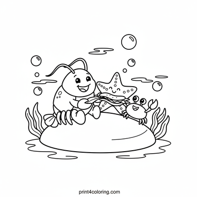 Ocean Friends' Seaweed Sandwich Party - free printable coloring page