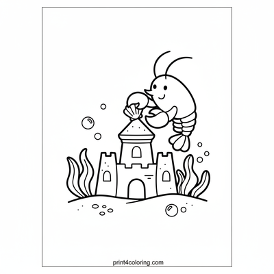 Larry the Lobster's Seashell Sandcastle - free printable coloring page