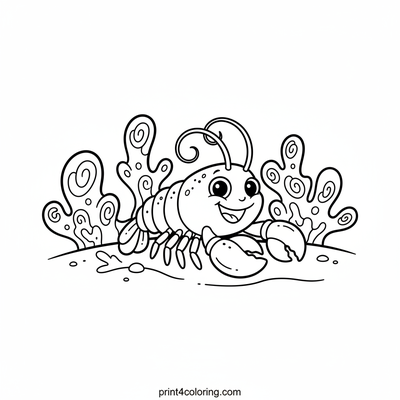 Speedy Lobster's Coral Dash - free printable coloring page