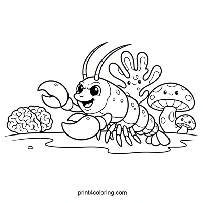 Lobster's Coral Reef Race - free printable coloring page