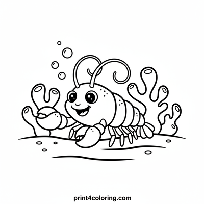 Speedy Lobster's Coral Reef Race - free printable coloring page