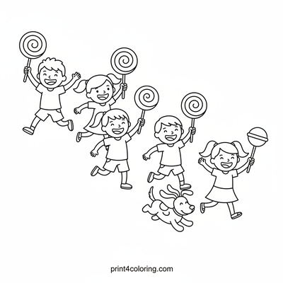 Sweet Lollipop Parade Fun! - free printable coloring page
