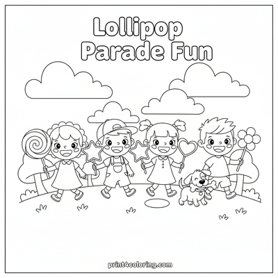 Sweet Smiles: The Lollipop Parade! - free printable coloring page