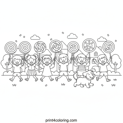 Sweet Marching Fun: The Lollipop Parade! - free printable coloring page