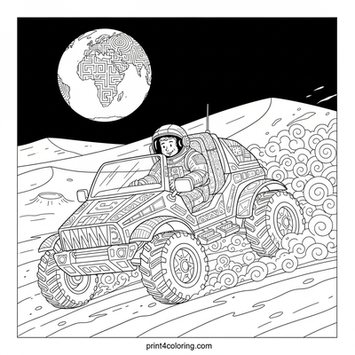 Lunar Rover's Epic Dune Dash - free printable coloring page