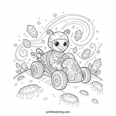 Cosmic Cruiser's Moonscape Adventure - free printable coloring page