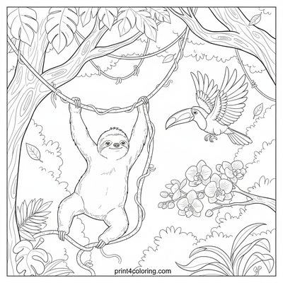 Vibrant Rainforest Canopy Expedition - free printable coloring page