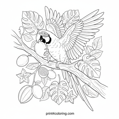 Vibrant Macaw's Tropical Treat - free printable coloring page