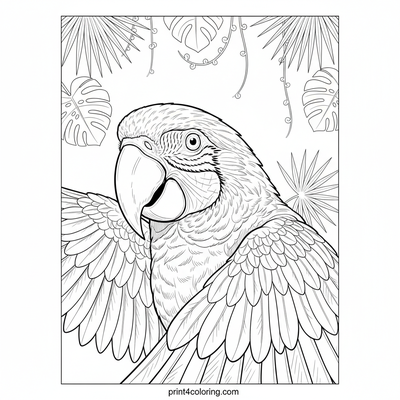 Majestic Macaw's Rainforest Flight - free printable coloring page