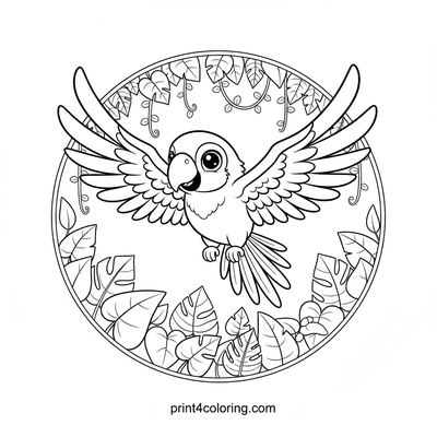 Majestic Macaw's Rainforest Glide - free printable coloring page