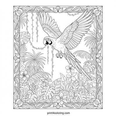 Macaw Majesty: Rainforest Canopy Glide - free printable coloring page