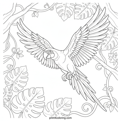 Vibrant Macaw's Rainforest Soar - free printable coloring page