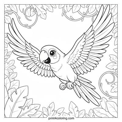 Majestic Macaw's Rainforest Glide - free printable coloring page