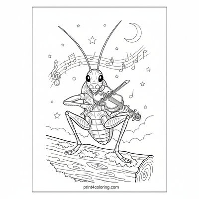 Maestro Cricket's Moonlight Serenade - free printable coloring page