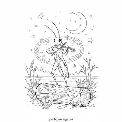 Maestro Cricket's Moonlight Serenade - free printable coloring page