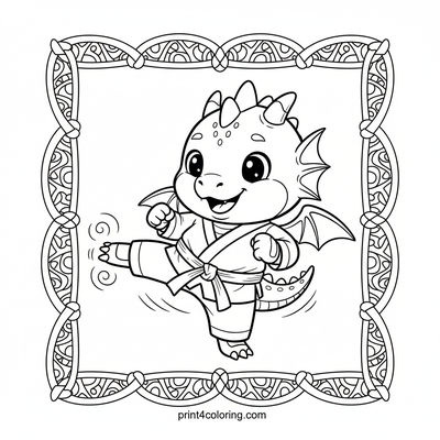 Magic Dragon's Taekwondo Flow - free printable coloring page