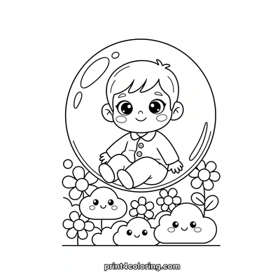 Whimsical Boba Bubble Adventure - free printable coloring page
