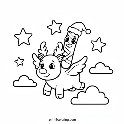 Candy Cane's Magical Reindeer Ride - free printable coloring page