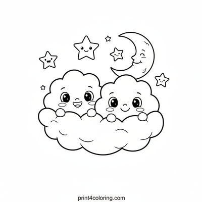 Magical Cloud Boat Adventure - free printable coloring page